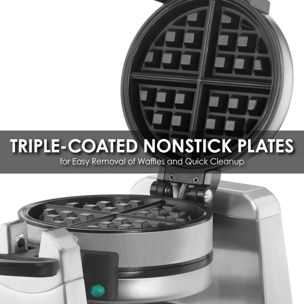 Waring Commercial Waffle Iron, Silver Nonstick Coating, WW200, 18x11x12, 1400 W