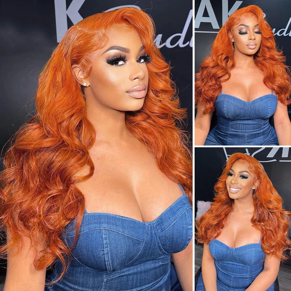 Wiggogo Orange Ginger Lace Front Wig Body Wave Hd Lace Wig 13X6 Human Hair 13X4 Lace Front Human Hair Wig Hd Lace Frontal Wigs