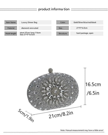 Women Dinner Bag Fashion New Sunflower Inlaid Diamond Banquet Hand Bag Dress Evening Bag