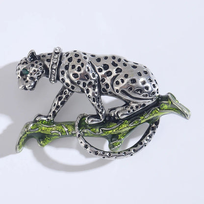 Women's Rhinestone Leopard Brooches Unisex Animal Pins 4-Color Office Party Casual Accessories Gifts