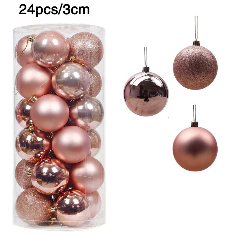 1Box 24/36pcs Christmas Ball Christmas Tree Ornament Hanging Pendent Xmas Decoration 2023 Christmas Ornaments Navidad Gifts 2024