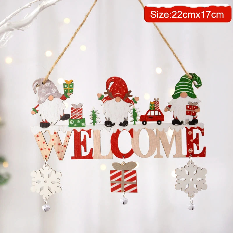 Wooden Christmas Hanging Pendants Gnome Santa Claus Merry Christmas Decoration for Home Xmas Tree Ornaments 2024 New Year Gifts