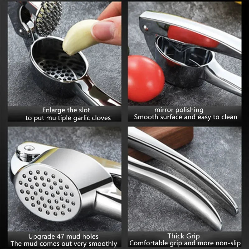 Zinc Alloy Garlic Press Manually Mashed Garlic Machine Garlic Crusher Handheld Cooking Ginger Crusher Kitchen Tools