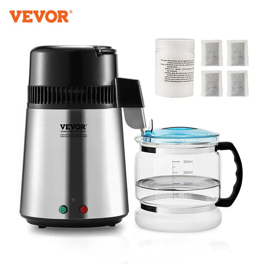 VEVOR Water Distiller Pure Water Purifier Filter For Home Countertop 4L Double/Single Bond 1.05Gallon 750W Interior Distiller