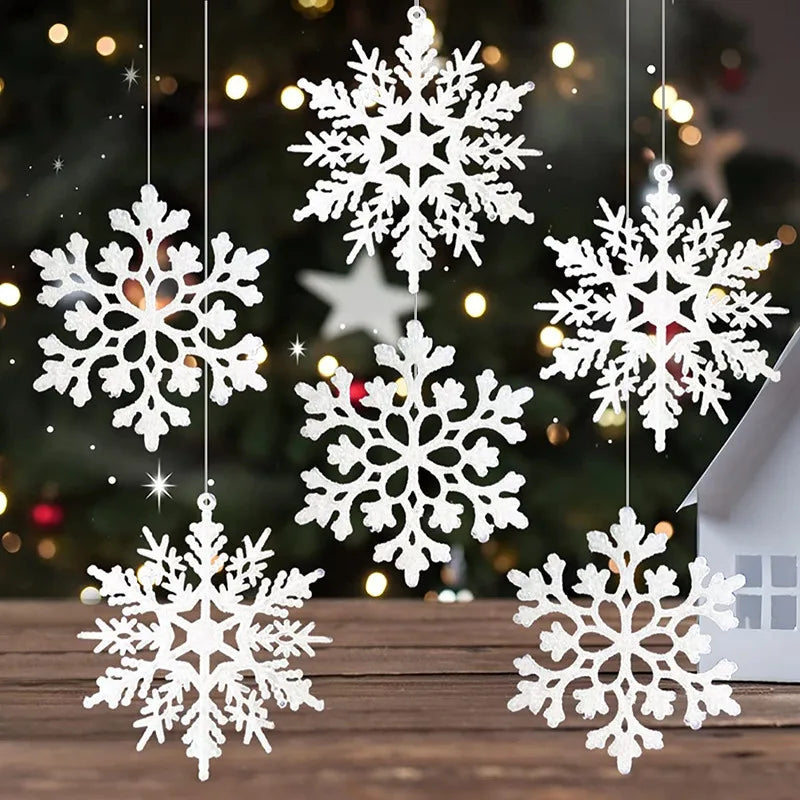 12pcs Paper Snowflakes Fake Snow Flake Artificial Snow DIY Handmade Crafts Christmas Trees Ornaments Decorations for Home