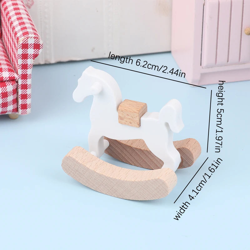 1/12 Dollhouse Mini Baby Slide/Trojan Horse/Table/ Dining Chair/Bed Model Furniture Accessories For Doll House Decor Kids Toys