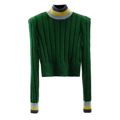 Turtleneck Striped Sweater Women Autumn Winter Womens Clothing Long Sleeve Crop Top Knit Pullover Sweaters Pull Femme Knitwears