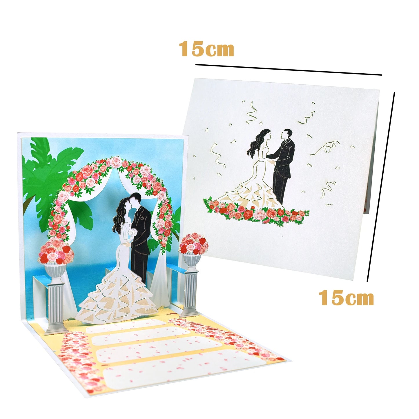 Valentine's Day Gift 3D Pop Up Card Anniversary Wedding Birthday for Wife Husband Greeting Cards with Envelope and Note Card