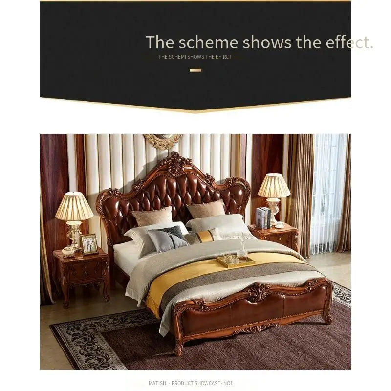 Unique Luxury Double Bed Elegant Leather King Size Bed Loft Modern Cama Matrimonial Queen Bed Set Furniture