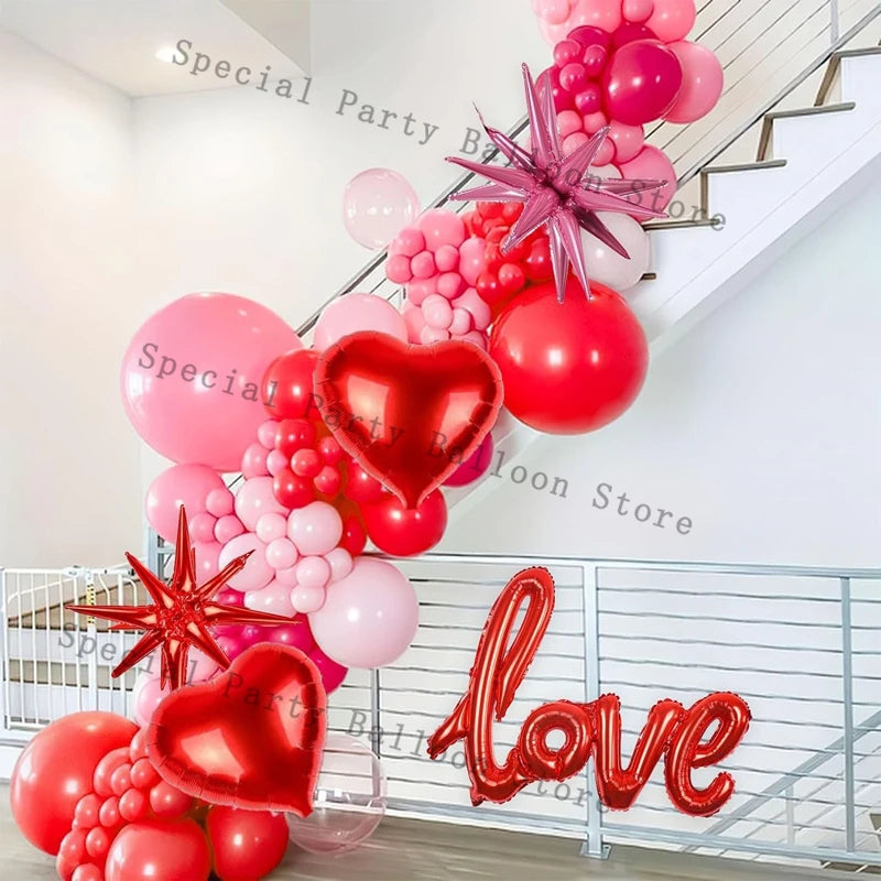 Valentine Decoration Balloon Garland Arch Kit Rose Red Heart Love Balon for Wedding Anniversary Valentine Day Gift 14 De Febrero