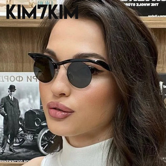 Vintage Round Rimless Sunglasses Women Men 2024 Luxury Brand Punk Small Frame Sun Glasses For Lady Outdoor Travel Eyewear UV400