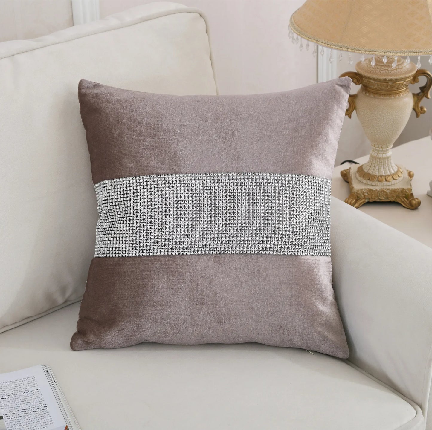 Velvet Fabric Diamond Pillow Cushion Shining Home Decor Pillow Decorative Throw Pillows 45X45cm (Only The Outer Cover)