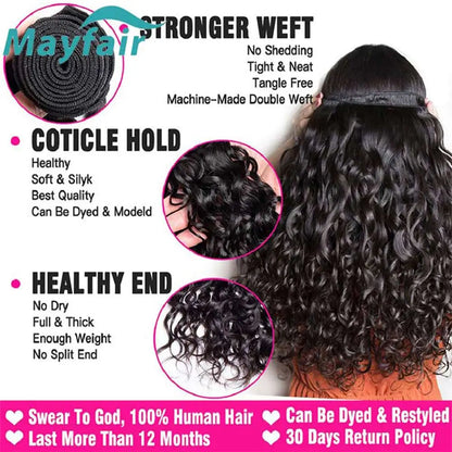 100% Unprocessed Malaysian Remy Human Hair Weave Extensions Wet and Wavy Hair Bundles cheveux humain 12A Water Wave Bundle Deals