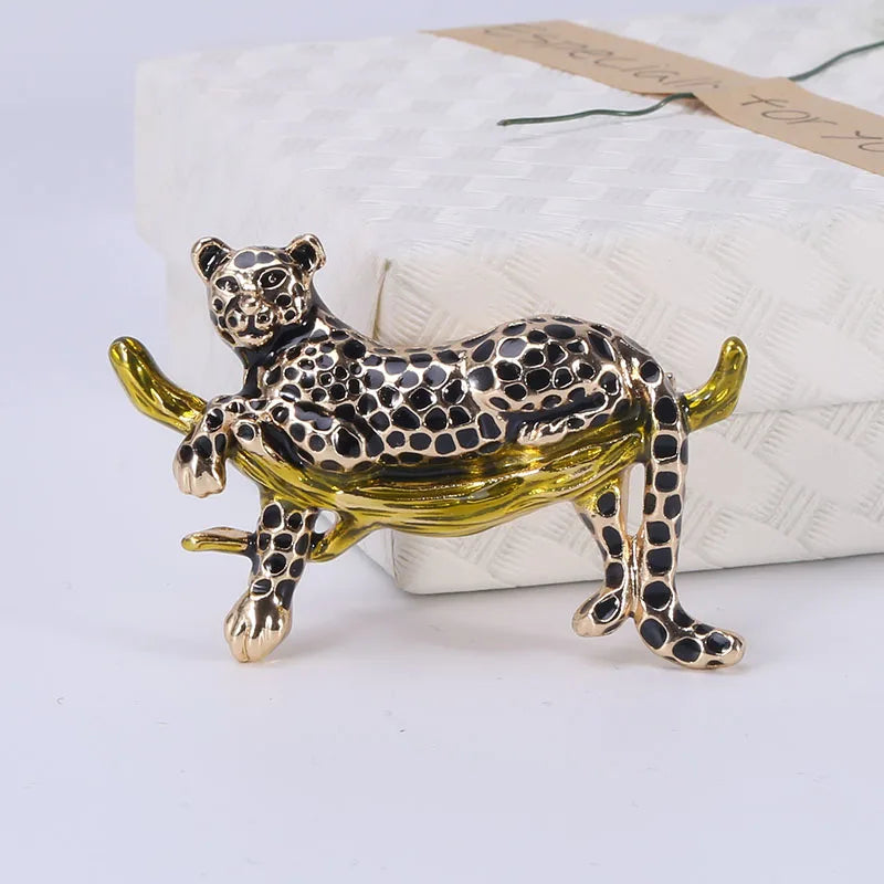 Women's Rhinestone Leopard Brooches Unisex Animal Pins 4-Color Office Party Casual Accessories Gifts