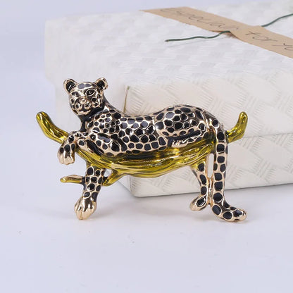 Women's Rhinestone Leopard Brooches Unisex Animal Pins 4-Color Office Party Casual Accessories Gifts