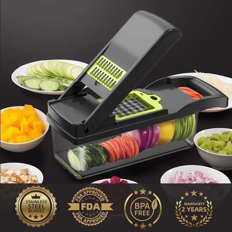 16 in 1 Multifunctional Vegetable Chopper Onion Chopper Handle Food Grate Food Chopper Kitchen Vegetable Slicer Dicer Cut Tools