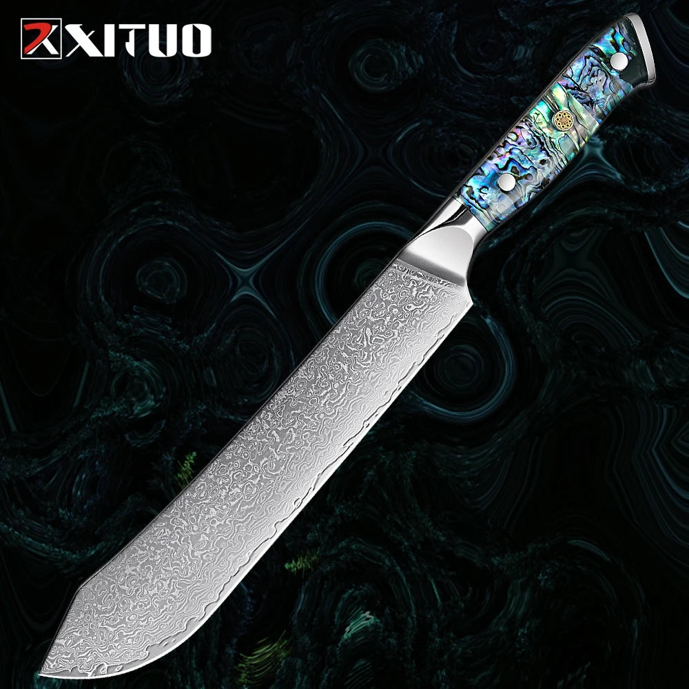 XITUO 67 Layer Damascus Steel Kitchen Knives Set Abalone Handle Sharp Santoku Bread Boning Knife Practical Kitchen Cutting Tools