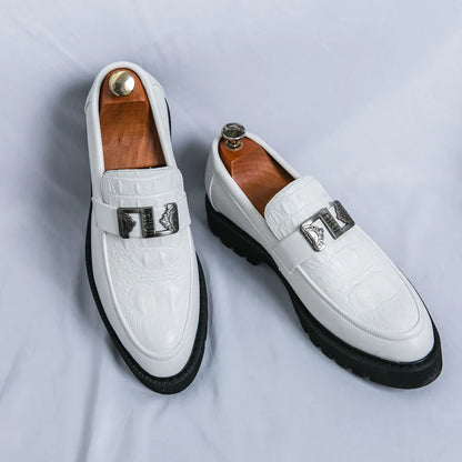 White Loafers Mens Party and Business Loafers Thick Soled Men Dress Platform Shoes Comfortable Slip-On Fashion New Casual Shoes