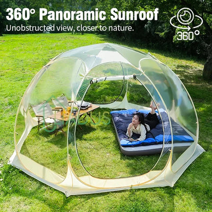 Transparent Dome Tent Camping Tent Outdoor Waterproof 4-8 Person Transparent Mushroom Tent For Wild Trips Hiking SurvivalOutdoor