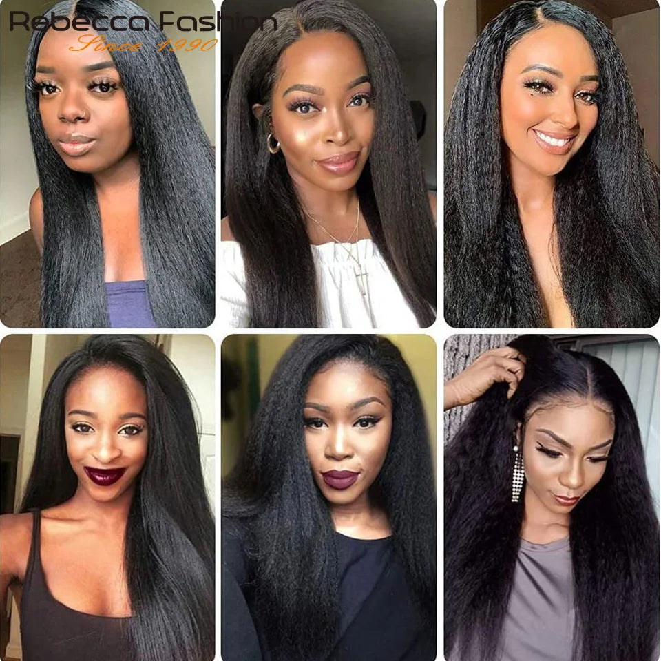 Yaki Straight U Part Wigs for Black Women Kinky Straight U Part Wig Human Hair Short Black Brown U Part Wig Kinky Straight Clip