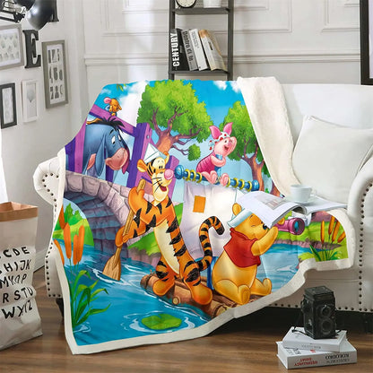 Winnie The Pooh Anime Blanket Furry 100% Polyester Printed Winter Bed Fleece Blankets Baby Plush And Throws