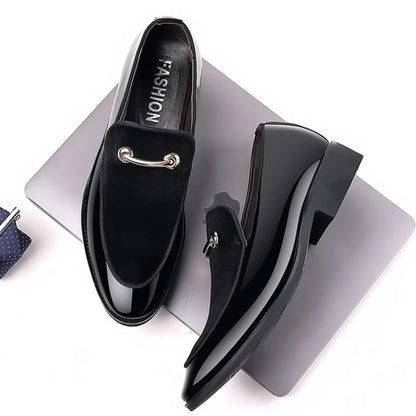 Men's Party Shoes Black Luxury Mens Formal Leather Shoes Slip on Patent Leather Business Casual Shoes Loafers Large Size Zapatos