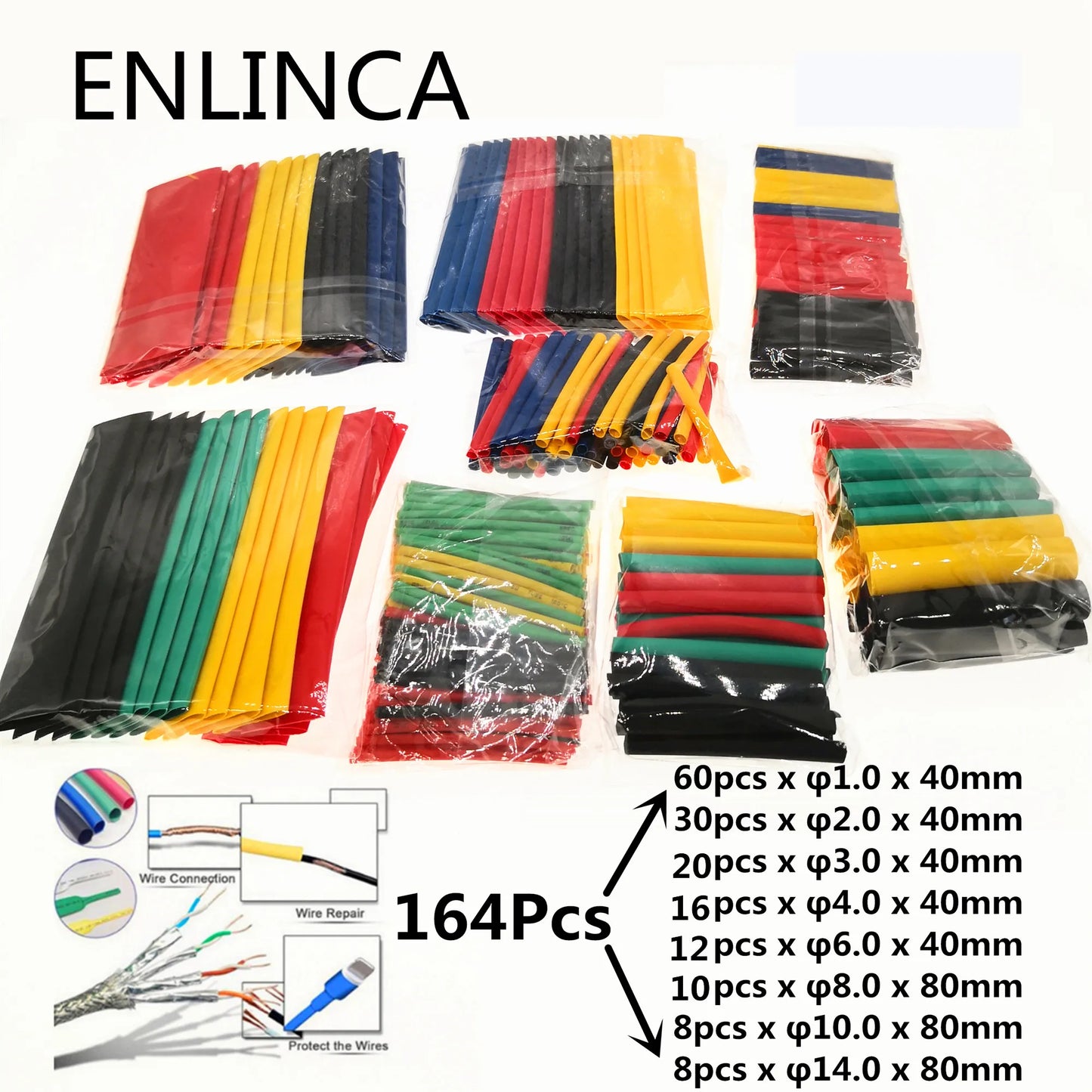 127-750pcs Heat-shrink Tubing Thermoresistant Tube Heat Shrink Wrapping Kit Electrical Connection Wire Cable Insulation Sleeving