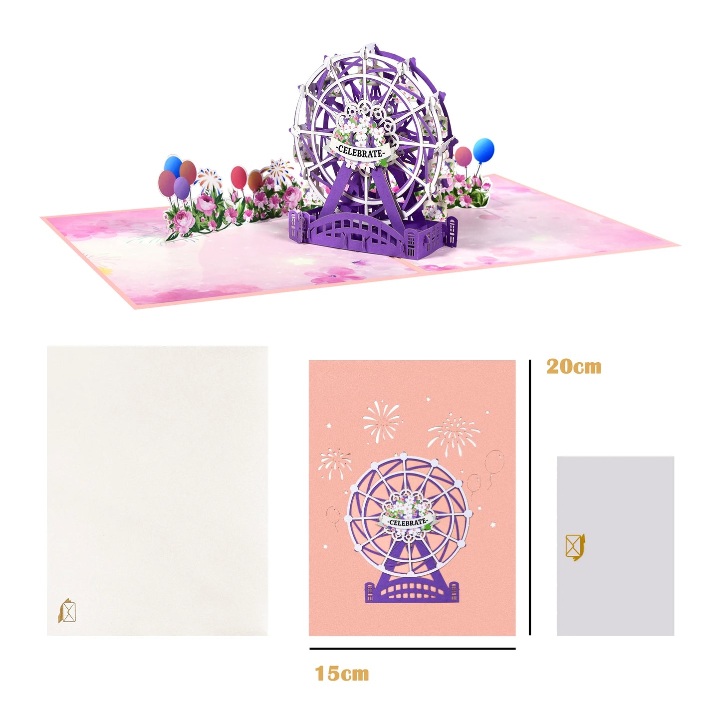 Valentine's Day Gift 3D Pop Up Card Anniversary Wedding Birthday for Wife Husband Greeting Cards with Envelope and Note Card