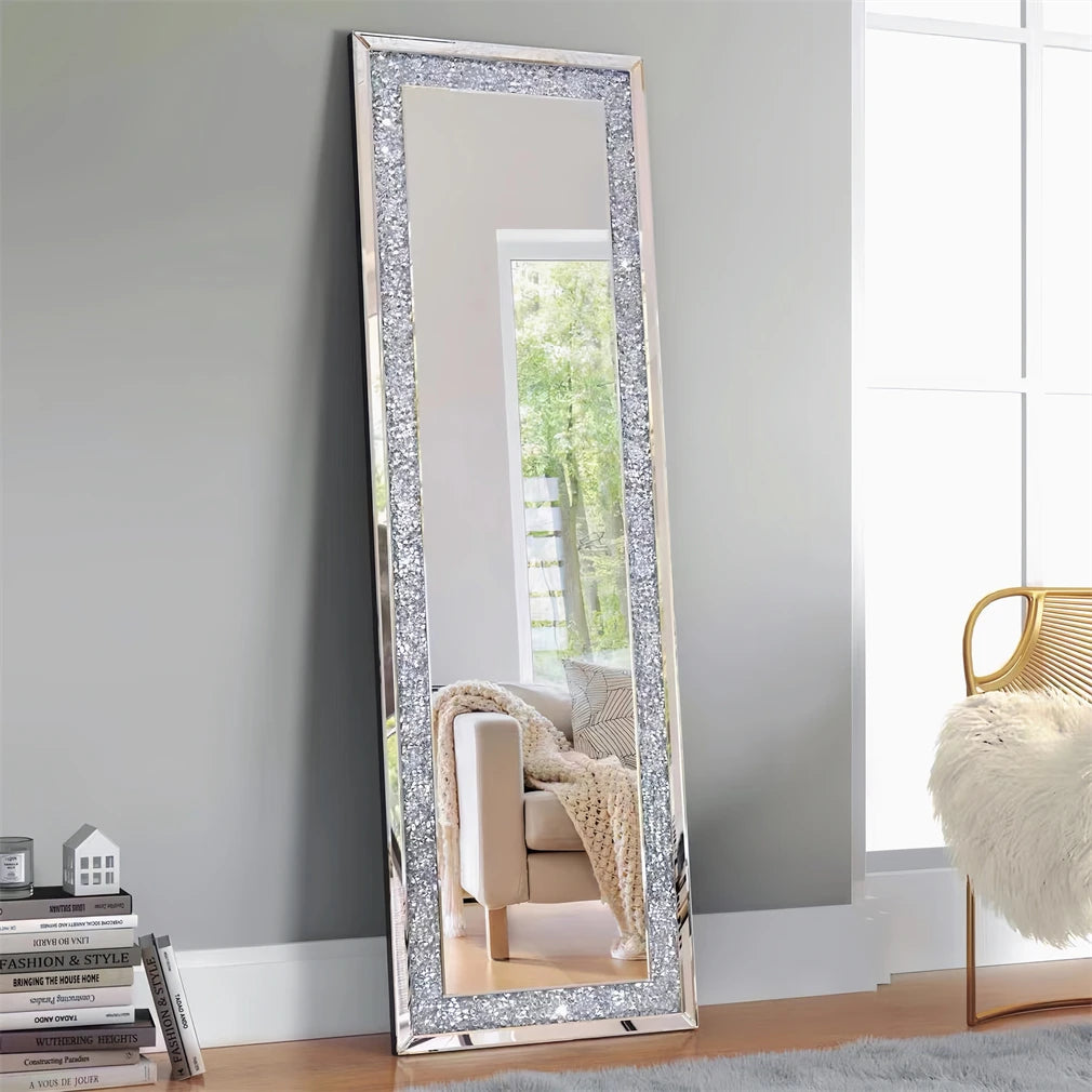 XXXL Large Charming Diamond Decorative Wall Mirror Crushed Crystal Long Full Length Mirror