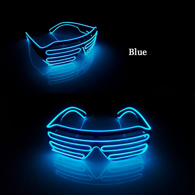 1pc Flashing Shutter Neon Rave Glasses Light Up Happy Bar Night  LED Sunglasses Men Women Boys Girls Decor Eyewear