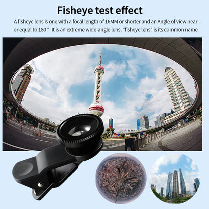 3in1 Fisheye Wide Angle Micro Camera Lens for iPhone Xiaomi Redmi 3IN1 Zoom Fish Eye Len on Smartphone Lenses with Phone Clip