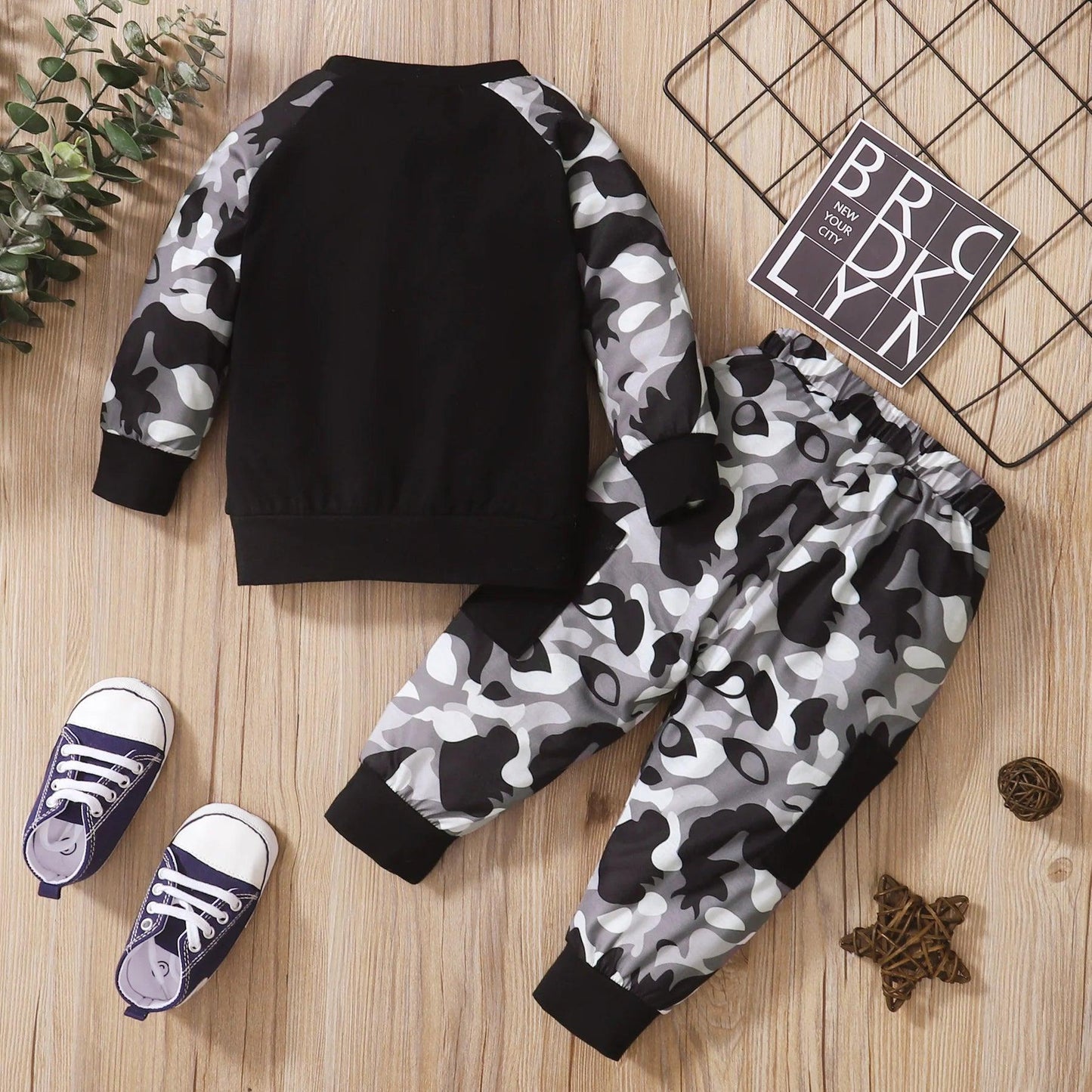 Toddler   Baby   Boy  Sweatshirt   Outfits     Camouflage    Camouflage   Long    Sleeve    Tops    Pants    2pcs   Fall   Winte - MAGUSTA BEAUTY