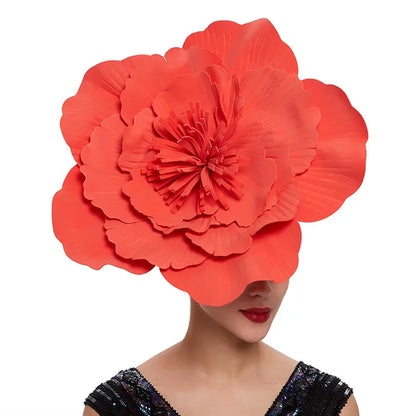 Women Large Flower Hair Band Bow Fascinator Hat Headdress Bridal Makeup Prom Photo Shoot Photography Hair Accessories