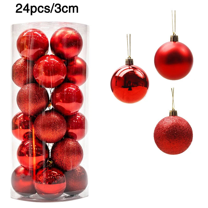 1Box 24/36pcs Christmas Ball Christmas Tree Ornament Hanging Pendent Xmas Decoration 2023 Christmas Ornaments Navidad Gifts 2024