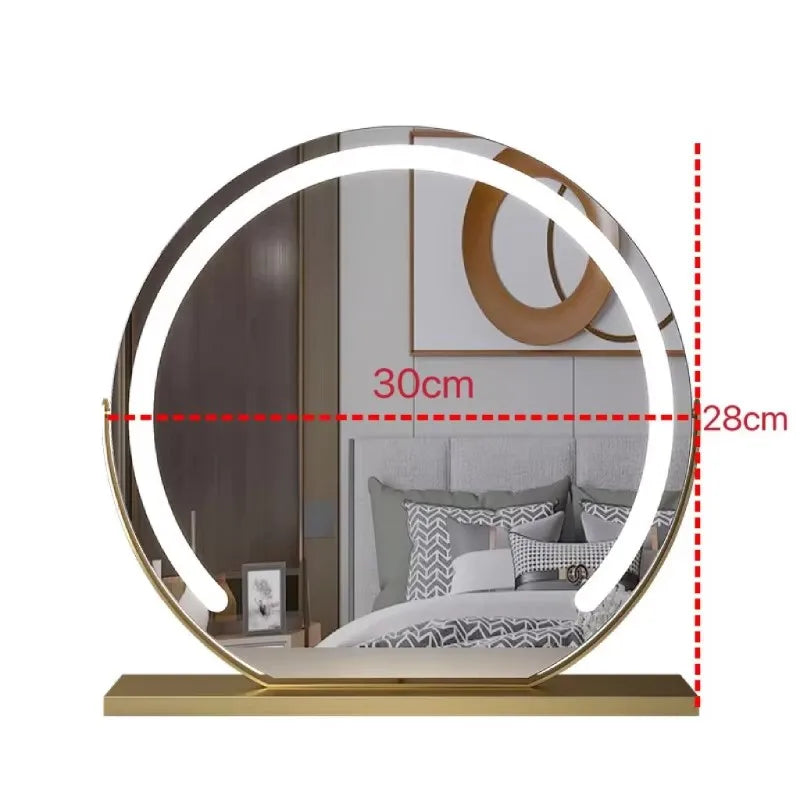 Vanity Mirror with Lights LED Round Makeup Mirror for Bedroom with 15X Magnification Smart Touch Dimmable 3 Modes 360° Rotation