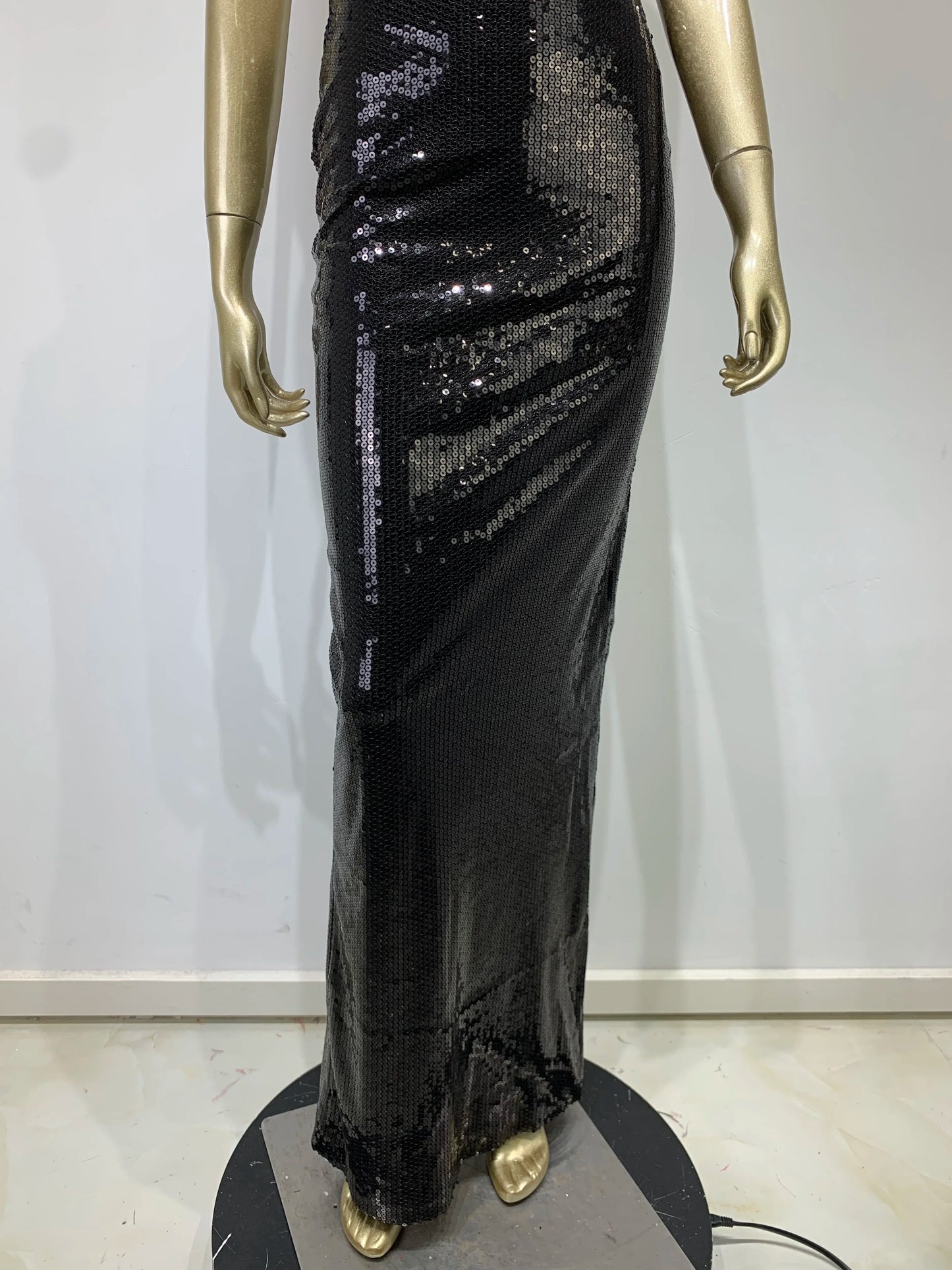 Women Summer Luxury Sexy Backless Halter Black Mesh Sequins Maxi Long Gowns Dress Elegant Celebrity Evening Party Club Dress