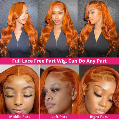 Wiggogo Orange Ginger Lace Front Wig Body Wave Hd Lace Wig 13X6 Human Hair 13X4 Lace Front Human Hair Wig Hd Lace Frontal Wigs