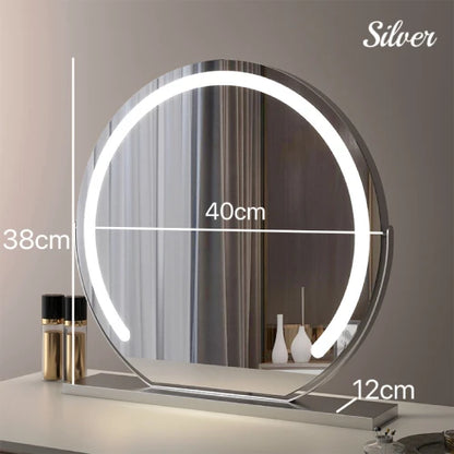 Vanity Mirror with Lights LED Round Makeup Mirror for Bedroom with 15X Magnification Smart Touch Dimmable 3 Modes 360° Rotation