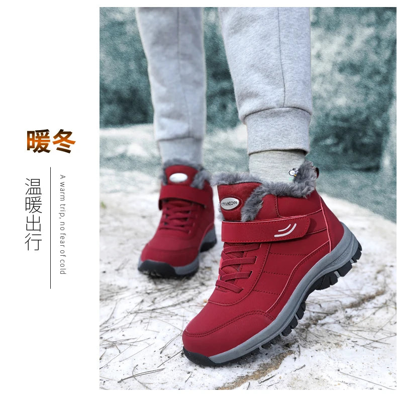 Winter Women Snow Boots Warm Plus Velvet Men Cotton Shoes Windproof Women's Boots Comfortable Casual Shoes Non-slip Hiking Boots