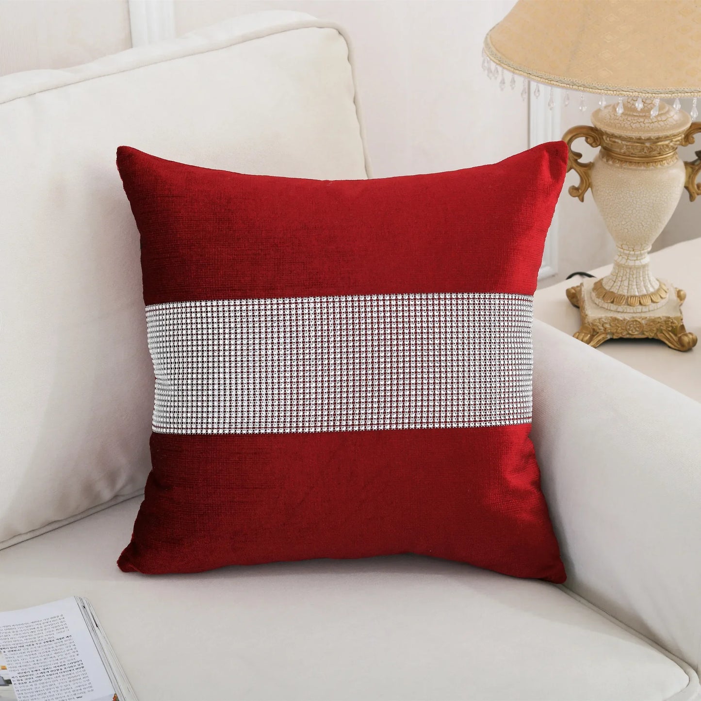 Velvet Fabric Diamond Pillow Cushion Shining Home Decor Pillow Decorative Throw Pillows 45X45cm (Only The Outer Cover)