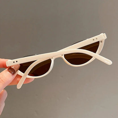 2024 New Retro Small Half Frame Sunglasses Women Cat Eye Trendy Vintage Modern Eyewear Fashion Luxury Cycling Sun Glasses