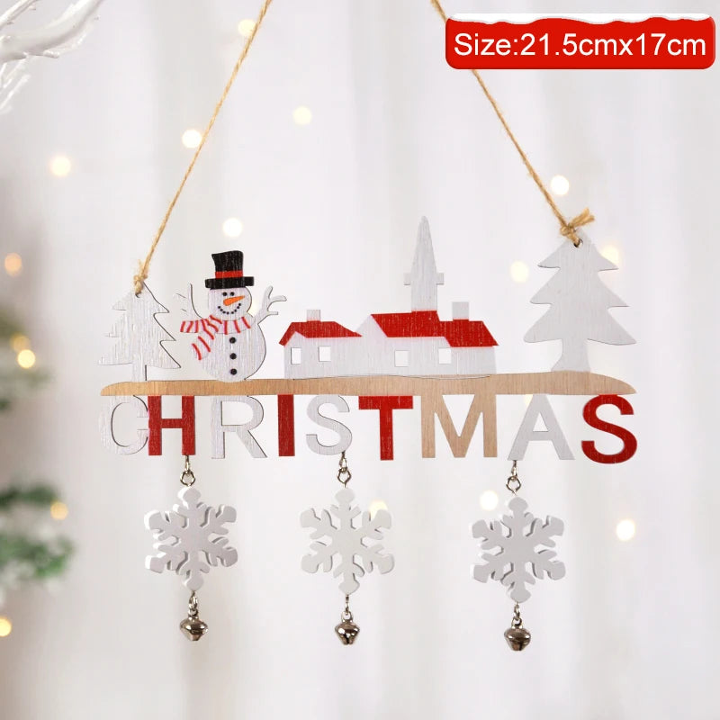 Wooden Christmas Hanging Pendants Gnome Santa Claus Merry Christmas Decoration for Home Xmas Tree Ornaments 2024 New Year Gifts