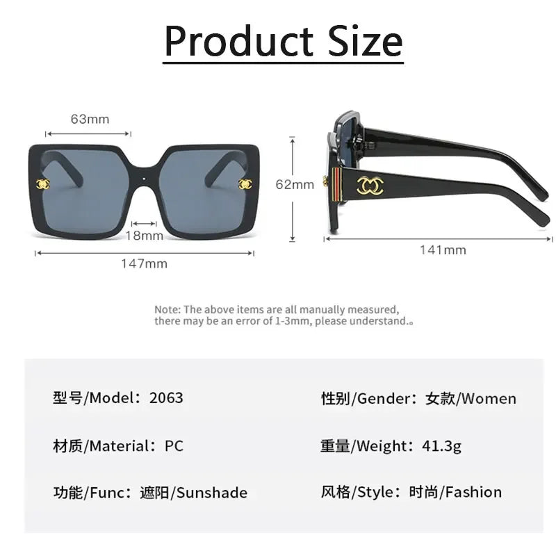 Women's Glasses Retro Oversized Driving glasses Luxury brand Designer Sunglasses UV400 Women's Gradient Shade Oculos De Sol