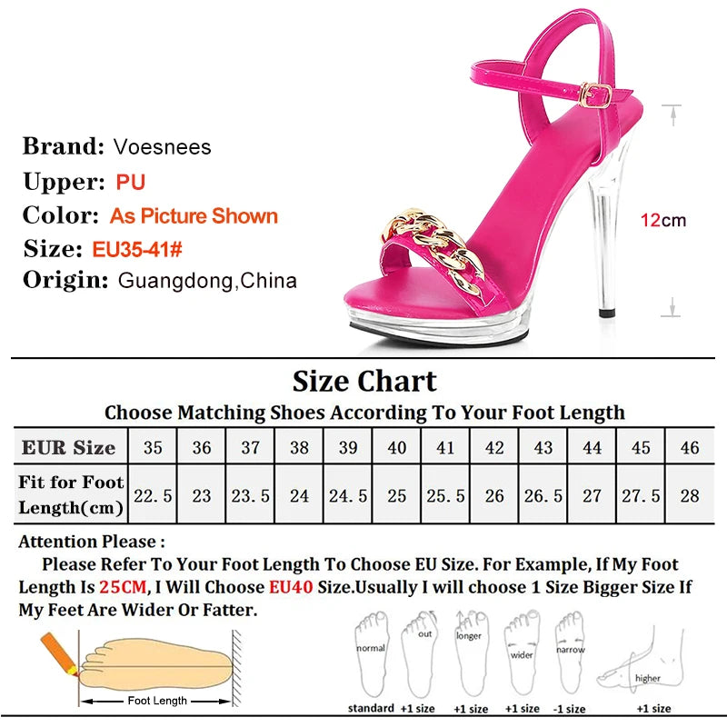 12cm Crystal Sandals Show Stripper Clear Heels Shoes with Heel Woman Platforms High Needle Heel Sandal Women Sexy Party Shoes