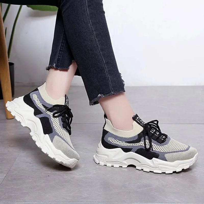 2023 Sneakers Women Platform Flat Shoes Woman Shoes Green Casual Trainers Ladies Chunky Sneakers Women Shoes