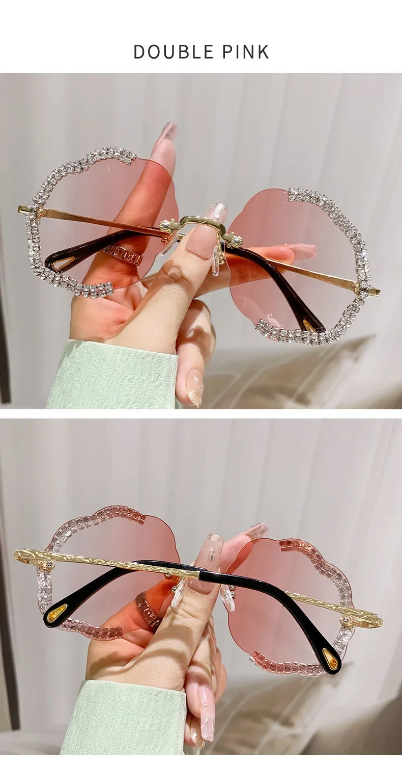 2024 New Metal Frame Flower Designer Women Trendy Fashion Cutting Lens Ladies Street Photography Woman's Shades Sunglasses