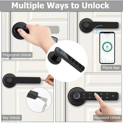 Tuya Biometric Fingerprint Smart Door Lock Electronic Digital Lock Password Fingerprint Keyless Security Door Handle Home