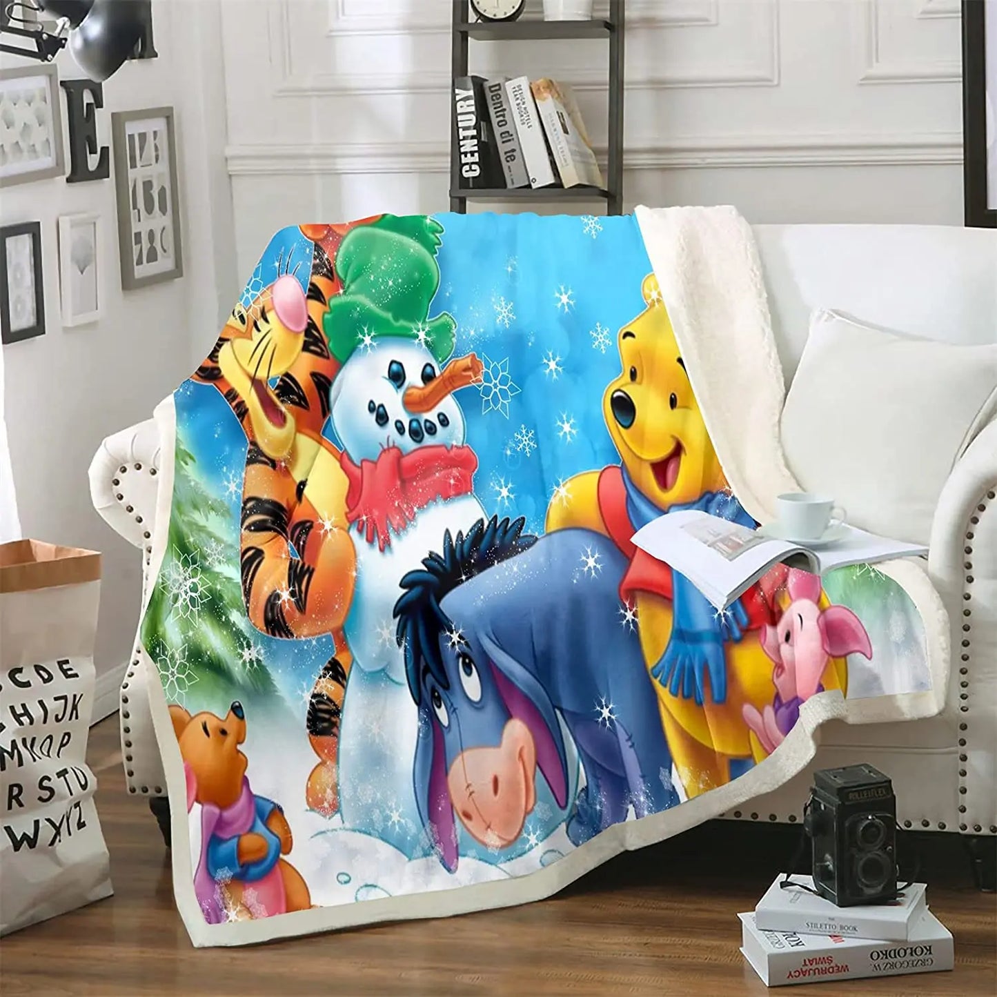 Winnie The Pooh Anime Blanket Furry 100% Polyester Printed Winter Bed Fleece Blankets Baby Plush And Throws