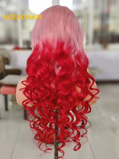 13x4 Transparent Lace Frontal Wig Hair Ombre Colored Ombre Pink Ombre Red Ombre Ginger Lace Front Wigs Human Hair Wigs For Women