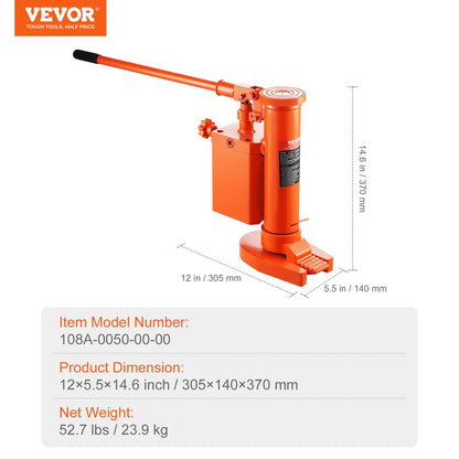 VEVOR Hydraulic Toe Jack 2.5 Ton On Toe Toe Jack Lift 5 Ton On Top Lift Capacity Machine Jack 0.8-5.3 in Toe Height 8.9-13.4 Top